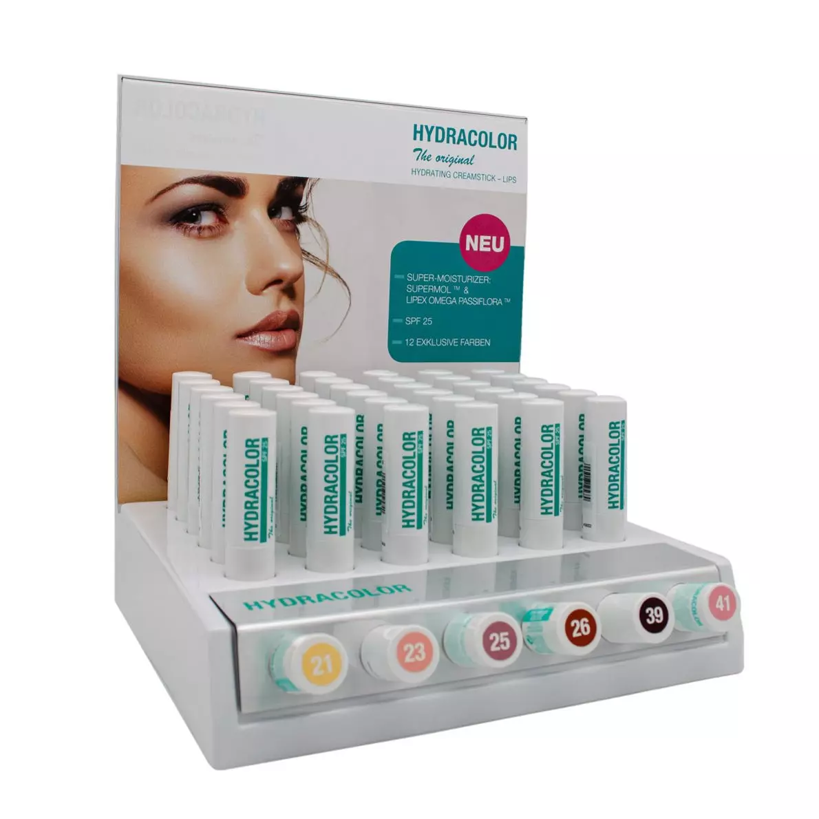 Display Hydracolor Set 2 (je 6x 9521,9523,9525,9526,9539,9541 + Tester) - VK 6,20€/St. Display Hydracolor Set 2 (je 6x 9521,9523,9525,9526,9539,9541 + Tester) - VK 6,20€/St.