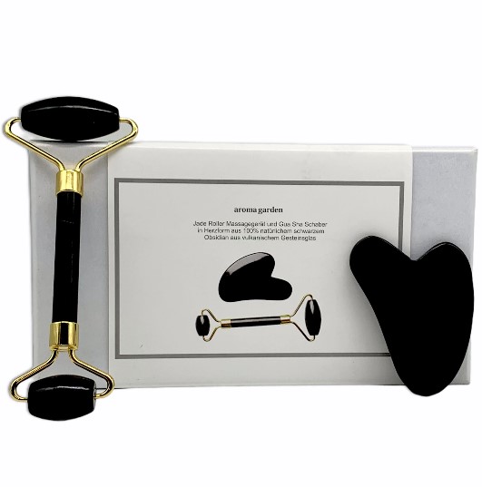 Black Jade Massageroller + Gua Sha Black Jade Massageroller + Gua Sha